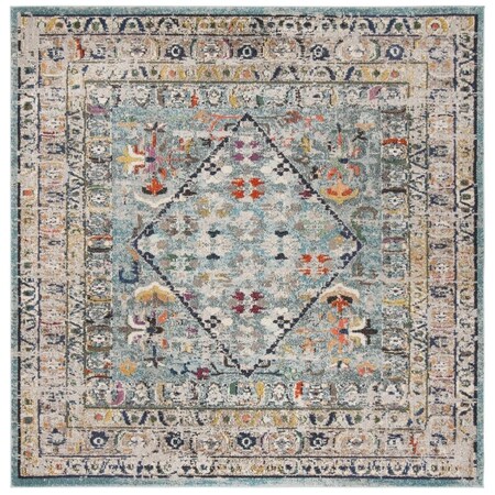 Safavieh 9 x 9 ft. Monaco Power Loomed Square Area Rug Blue & Light Grey MNC255M-9SQ